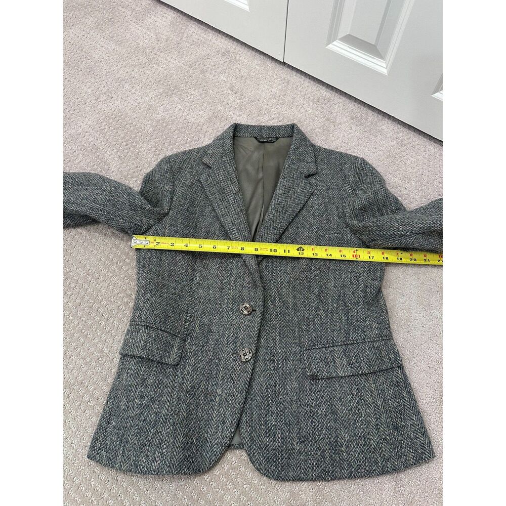 Vintage Harris Tweed Gray Herringbone Wool Blazer, Women Vintage Size 12 - Picture 10 of 10